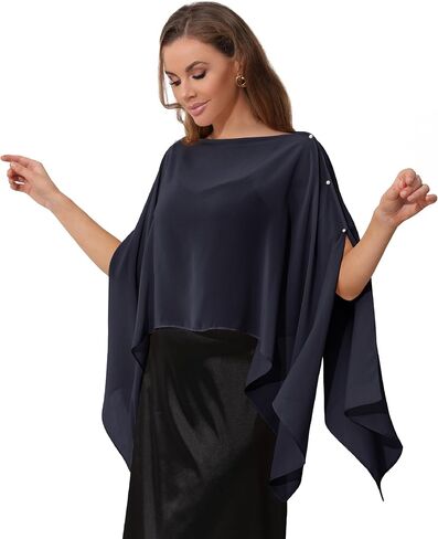Sheer Chiffon Cape Shawl and Wraps for Women, Soft Capelet for Evening Dress, Wedding Capes Cover-Up in Kuwait