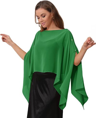 Sheer Chiffon Cape Shawl and Wraps for Women, Soft Capelet for Evening Dress, Wedding Capes Cover-Up in Kuwait