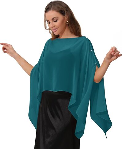 Sheer Chiffon Cape Shawl and Wraps for Women, Soft Capelet for Evening Dress, Wedding Capes Cover-Up in Kuwait