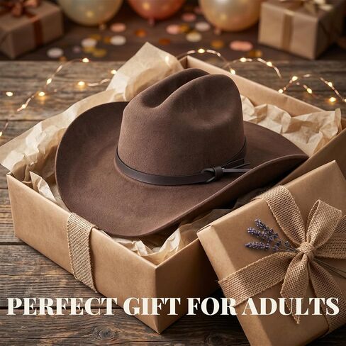 SeptCity 100% Wool Cowboy Hat for Women, Brown Premium Felt Western Hat with Wide Brim, Adjustable Sombrero Vaquero for Country Concerts, Festivals & Outdoor in Saudi Arabia
