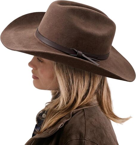 SeptCity 100% Wool Cowboy Hat for Women, Brown Premium Felt Western Hat with Wide Brim, Adjustable Sombrero Vaquero for Country Concerts, Festivals & Outdoor in Saudi Arabia