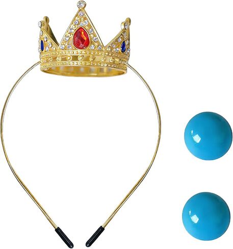 2PCS Costume Accessories Set Red Blue Rhinestone Headband Crown Clip On Earrings Dress Up for Halloween Cosplay in Saudi Arabia