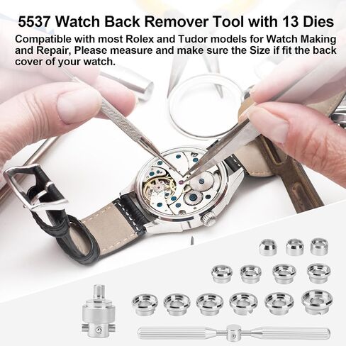 Watch Case Back Removal Tool, 5537 Watch Case Opener Dies Set, Professional Hand Held Repair Tool Kit with 13 Dies for Making Battery Replacement and Repair Watchmaker(18.5-36.5mm) in Saudi Arabia