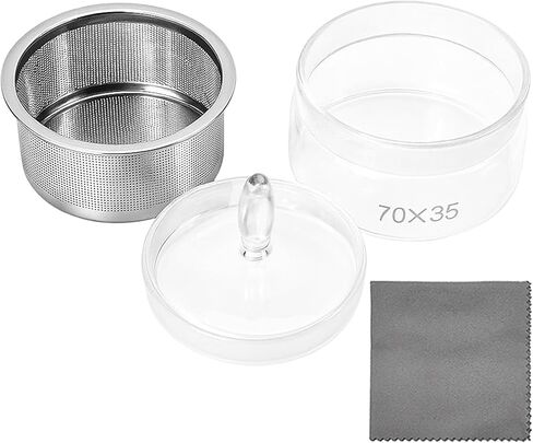 7CM X 3.5CM Watch Oil Washing Jar Tank, 3 in 1 Watch Repair Cleaner Tool with Stainless Steel Mesh Strainer and 18CM Cleaning Cloth, Glass Jewelry Cleaner Container for Maintenance & Modification Wristwatch Parts or Other Small Accessories in Kuwait