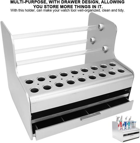 ZJchao Watch Repair Tool Holder Watch Tools Organizer Watchmaker Rack with Drawer Multi Purpose Storage for Watch Repairing Professionals Smooth Surface Durable Material in Saudi Arabia