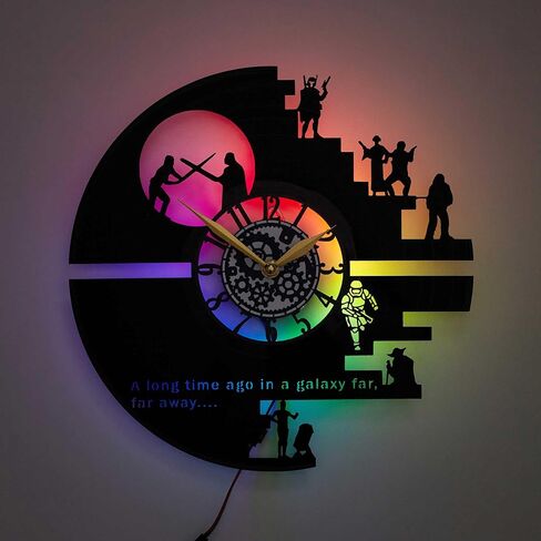 Star Wall Clock with LED Light, Black in Kuwait