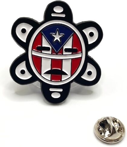 علم بورتوريكو Taino Sun Lapel Pin – دبوس المينا بتصميم علم PR | دبوس تراث بورتوريكو برايد من بوريكوا للقبعات والسترات وحقائب الظهر in Kuwait