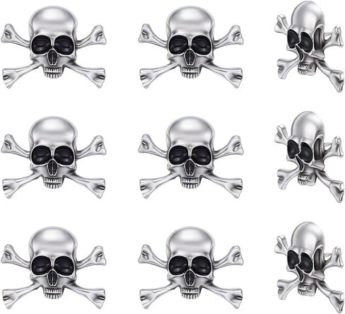 UNICRAFTALE 10 Pcs Gothic Skull Lapel Pin Punk Skeleton Brooch Skull Antique Silver Alloy Skeleton Brooch Set With Needle Lock Backs For Backpack Jacket Shawl DIY Costume Accessories in Kuwait