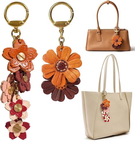 Leather Flower Bag Charm Set for Women, PCS Handmade Vegetable-Tanned Leather Purse Charms, Cute Daisy Purse Charm, Aesthetic Bag Accessories for Handbags Backpacks and Keys in Kuwait