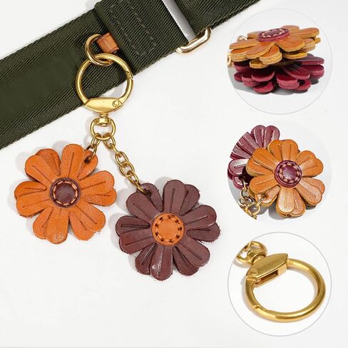 Leather Flower Bag Charm Set for Women, PCS Handmade Vegetable-Tanned Leather Purse Charms, Cute Daisy Purse Charm, Aesthetic Bag Accessories for Handbags Backpacks and Keys in Kuwait