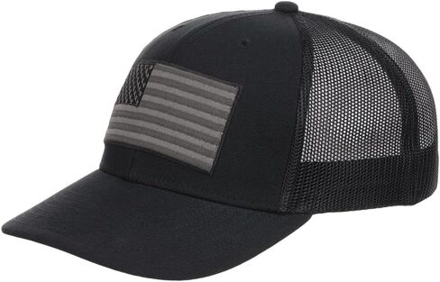 Local Crowns USA Flag Patch Tonal Trucker Adjustable Snapback Cap (Black, One Size) in Saudi Arabia