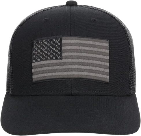 Local Crowns USA Flag Patch Tonal Trucker Adjustable Snapback Cap (Black, One Size) in Saudi Arabia
