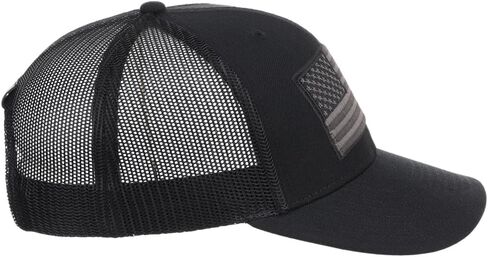 Local Crowns USA Flag Patch Tonal Trucker Adjustable Snapback Cap (Black, One Size) in Saudi Arabia