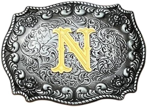 Western Belt Buckle Cowboy Rodeo Large Belt Buckles with Initial Letter ABCDEFG to Z for Men Women in Kuwait