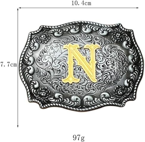 Western Belt Buckle Cowboy Rodeo Large Belt Buckles with Initial Letter ABCDEFG to Z for Men Women in Kuwait