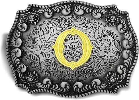 Western Belt Buckle Cowboy Rodeo Large Belt Buckles with Initial Letter ABCDEFG to Z for Men Women in Kuwait