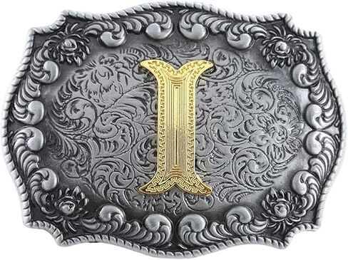 Western Belt Buckle Cowboy Rodeo Large Belt Buckles with Initial Letter ABCDEFG to Z for Men Women in Kuwait