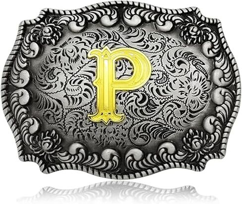 Western Belt Buckle Cowboy Rodeo Large Belt Buckles with Initial Letter ABCDEFG to Z for Men Women in Kuwait