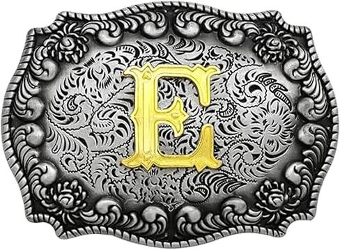 Western Belt Buckle Cowboy Rodeo Large Belt Buckles with Initial Letter ABCDEFG to Z for Men Women in Kuwait