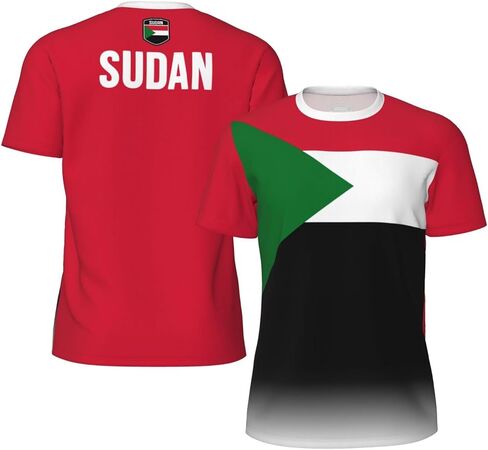 Sudan Flag T-Shirt Jerseys for Running Soccer Fans Tennis Fitness Sports Gradual Color Shirts in Saudi Arabia