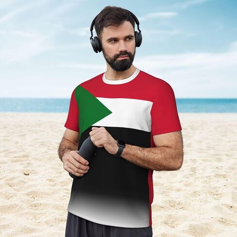 Sudan Flag T-Shirt Jerseys for Running Soccer Fans Tennis Fitness Sports Gradual Color Shirts in Saudi Arabia