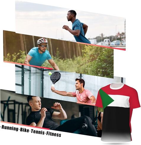 Sudan Flag T-Shirt Jerseys for Running Soccer Fans Tennis Fitness Sports Gradual Color Shirts in Saudi Arabia