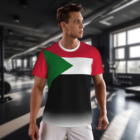 Sudan Flag T-Shirt Jerseys for Running Soccer Fans Tennis Fitness Sports Gradual Color Shirts in Saudi Arabia