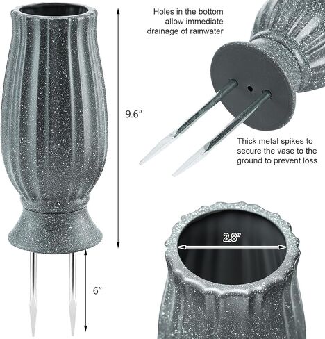 2 Set Cemetery Vase for Grave-Grave Vase with Metal Spike-Headstones Flower Holder for Memorial Artificial Flowers-Cemetery Decorations Sympathy for Loss of Loved Ones in Saudi Arabia