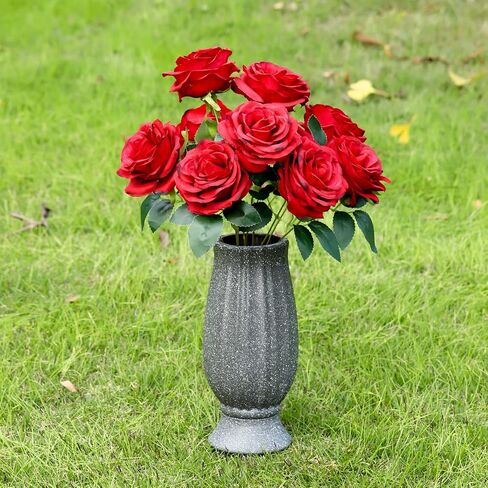 2 Set Cemetery Vase for Grave-Grave Vase with Metal Spike-Headstones Flower Holder for Memorial Artificial Flowers-Cemetery Decorations Sympathy for Loss of Loved Ones in Saudi Arabia