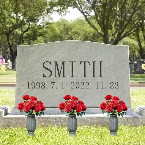 2 Set Cemetery Vase for Grave-Grave Vase with Metal Spike-Headstones Flower Holder for Memorial Artificial Flowers-Cemetery Decorations Sympathy for Loss of Loved Ones in Saudi Arabia