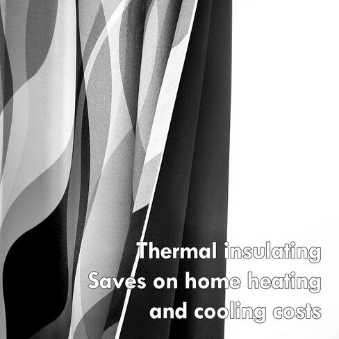 weesire Black and Grey Blackout Curtains Modern Striped Decorative 100% Light Blocking Darkening Grommet Grey Curtain for Living Room Villa, Bedroom Gray and White 2 Panels Set, 52x84 Inches in Saudi Arabia