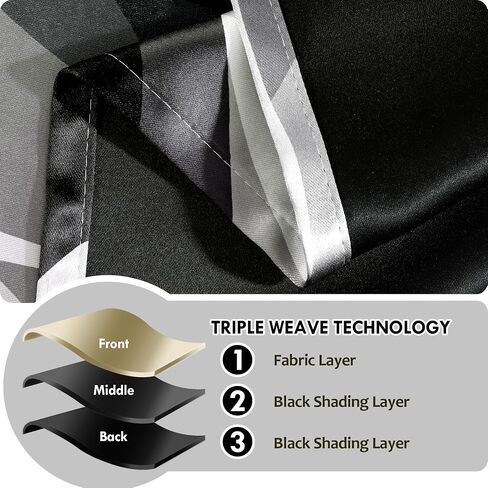 weesire Black and Grey Blackout Curtains Modern Striped Decorative 100% Light Blocking Darkening Grommet Grey Curtain for Living Room Villa, Bedroom Gray and White 2 Panels Set, 52x84 Inches in Saudi Arabia