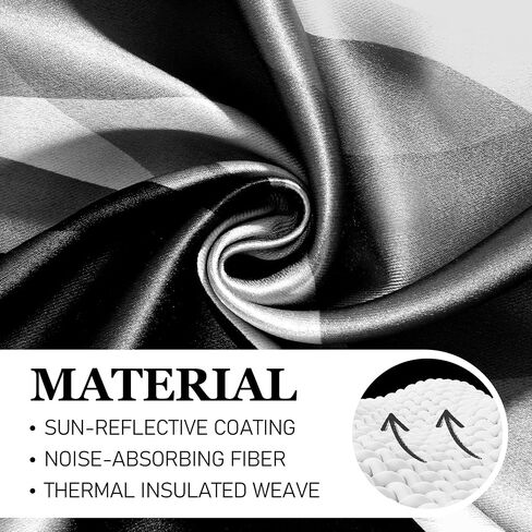 weesire Black and Grey Blackout Curtains Modern Striped Decorative 100% Light Blocking Darkening Grommet Grey Curtain for Living Room Villa, Bedroom Gray and White 2 Panels Set, 52x84 Inches in Saudi Arabia