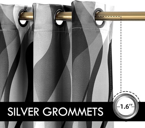 weesire Black and Grey Blackout Curtains Modern Striped Decorative 100% Light Blocking Darkening Grommet Grey Curtain for Living Room Villa, Bedroom Gray and White 2 Panels Set, 52x84 Inches in Saudi Arabia