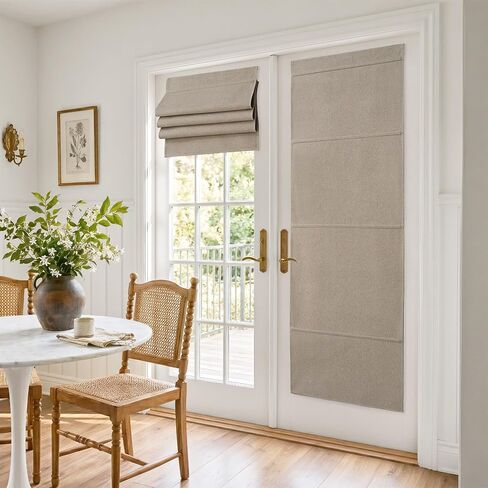 NICETOWN Linen 100% Blackout Door Curtain, 26" W x 72" L, No Drill Cordless Roman Shade for French Front Door Thermal Insulated, Adhesive Top Magnetic Blinds for Indoor Windows Privacy, 1 PC, Beige in Saudi Arabia