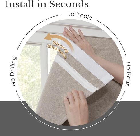 NICETOWN Linen 100% Blackout Door Curtain, 26" W x 72" L, No Drill Cordless Roman Shade for French Front Door Thermal Insulated, Adhesive Top Magnetic Blinds for Indoor Windows Privacy, 1 PC, Beige in Saudi Arabia
