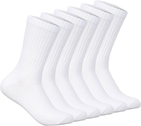 3 pairs of black and white socks, men's and women's mid-calf socks solid color combed cotton US size 6-11 in Saudi Arabia
