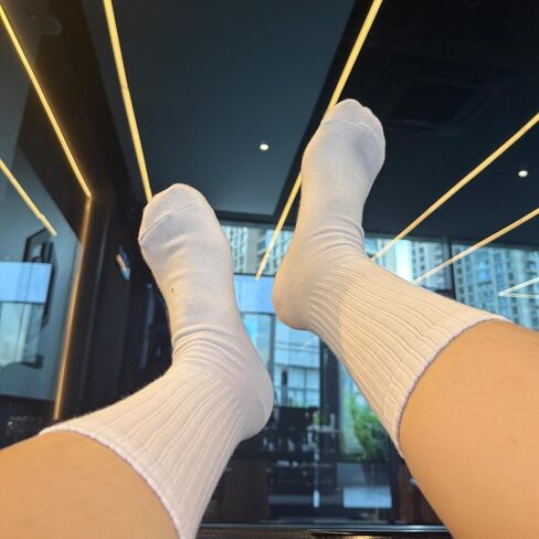 3 pairs of black and white socks, men's and women's mid-calf socks solid color combed cotton US size 6-11 in Saudi Arabia