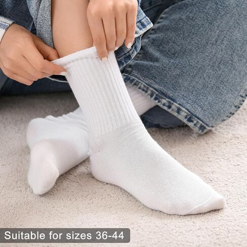 3 pairs of black and white socks, men's and women's mid-calf socks solid color combed cotton US size 6-11 in Saudi Arabia