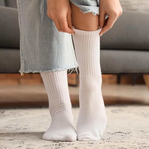 3 pairs of black and white socks, men's and women's mid-calf socks solid color combed cotton US size 6-11 in Saudi Arabia
