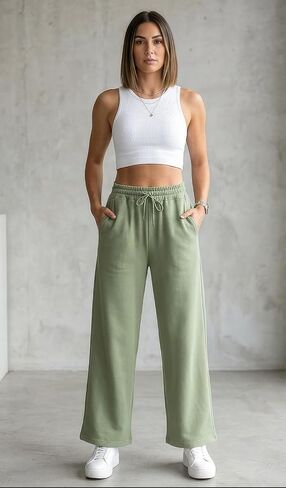AFC Women's Wide Leg Sweatpants 6 Colors Sm-2x Ultra Soft & Comfy Cotton Blend in Saudi Arabia