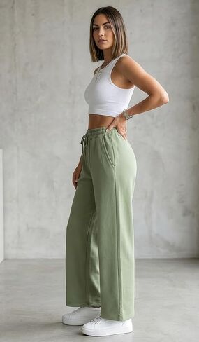AFC Women's Wide Leg Sweatpants 6 Colors Sm-2x Ultra Soft & Comfy Cotton Blend in Saudi Arabia