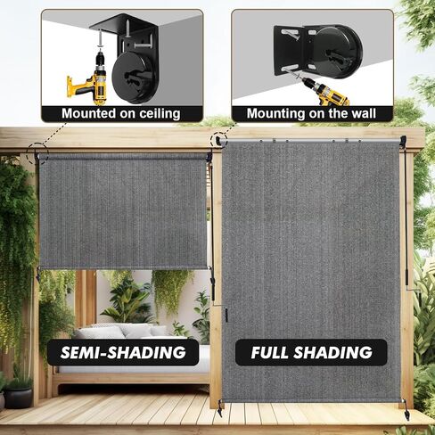 Artpuch Patio Shades Roll Up Outdoor Roller Shade (6'Wx6'H), Cordless Exterior Roller Blinds Cloth for Porch Pergola Gazebo, Gray in Saudi Arabia