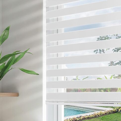 Joydeco ستائر حمار وحشي لاسلكية للنوافذ الداخلية، طبقة مزدوجة خالية من ظلال حمار وحشي للتحكم في ضوء الخصوصية ليلا ونهارا، ستائر شفافة لتصفية الضوء للنوافذ (23 بوصة عرض × 75 بوصة ارتفاع، أوف وايت) in Kuwait
