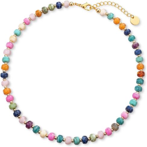 Trinckle Chunky Beaded Necklaces for Women, Colorful and White Beaded Necklaces for Summer, Adjustable Resin Statement Bead Choker Necklaces, Trendy Boho Beach Summer Jewelry Vacation Gift for Her in Saudi Arabia