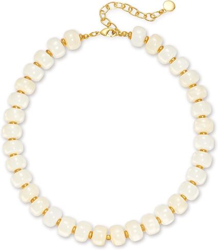 Trinckle Chunky Beaded Necklaces for Women, Colorful and White Beaded Necklaces for Summer, Adjustable Resin Statement Bead Choker Necklaces, Trendy Boho Beach Summer Jewelry Vacation Gift for Her in Saudi Arabia