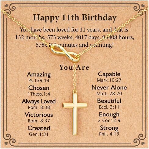 Happy 9th 10th 11th 12th 13th 14th 15th 16th Birthday Necklace Gifts, 14K Gold Plated Necklace Religious Christian Jewelry for Her 16+3 Inches in Saudi Arabia
