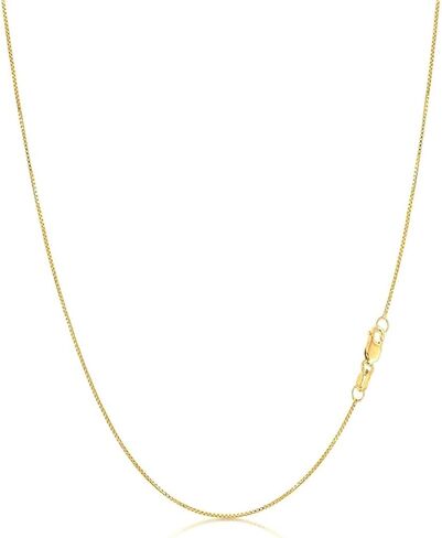 14k Yellow/White/Rose Gold Chain Box Necklace Link, Lobster Claw Clasp, Jewelry Gift for Women Men, Thickness 0.7/0.95/1.2/2 mm, Length 16-24 inch in Saudi Arabia