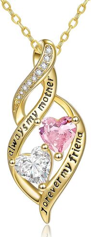 Mom Gifts Necklace 14K Gold Infinity Double Birthstone Pendant for Women Exquisite Birthday Gifts for Mother Gift Always My Mother Forever My Friend in Saudi Arabia