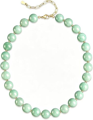 GINAZL Natural Stone Beaded Choker Necklace for Women, Chunky Statement Rainbow Multicolor Gemstone Handmade Necklace, Boho Trendy Waterproof Hypoallergenic Colorful Summer Beach Jewelry Gifts for Women in Saudi Arabia
